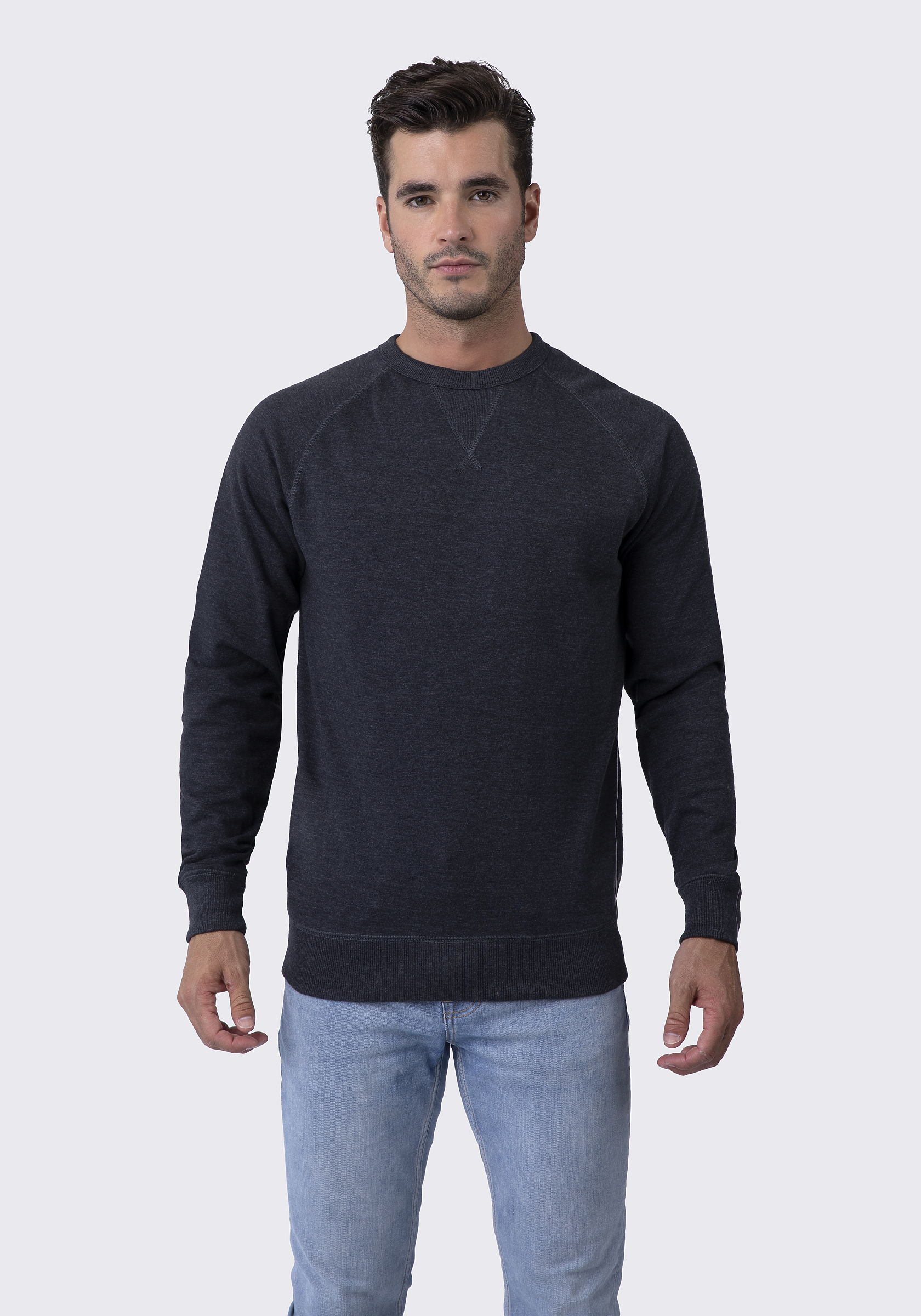 LAT Adult Unisex Harborside Mélange French Terry Crew Neck w/Elbow Patches