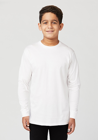 Joe's USA Youth Long Sleeve Cotton T-Shirt – Maroon, XS